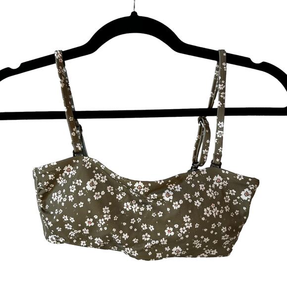 NWT Andie Swim The Bora Bora Convertible Bikini Top Ditsy Floral Olive S Beach - Picture 3 of 8
